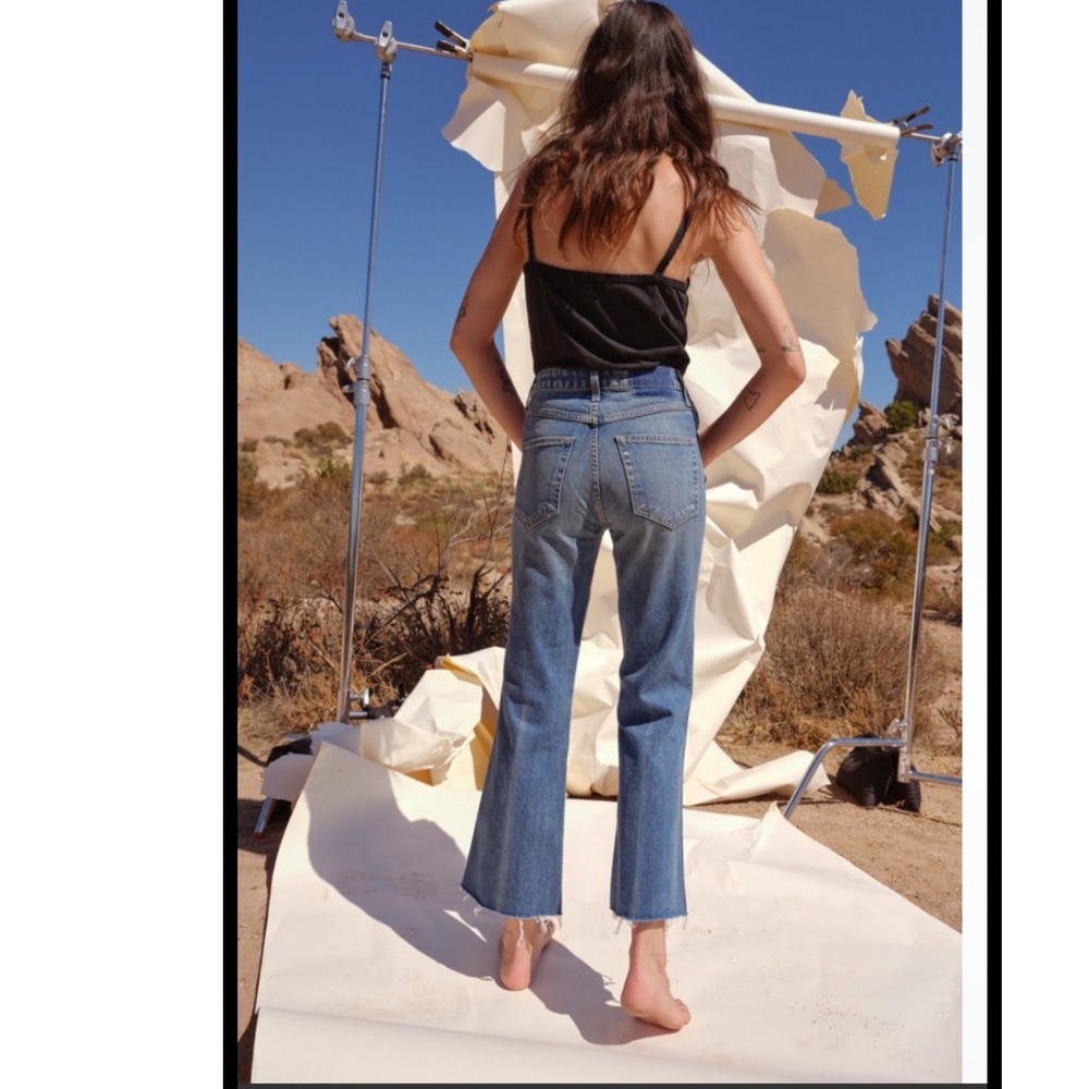 AMO High Rise Kick Crop Jeans size 31 boho minimalist staple flattering luxury
